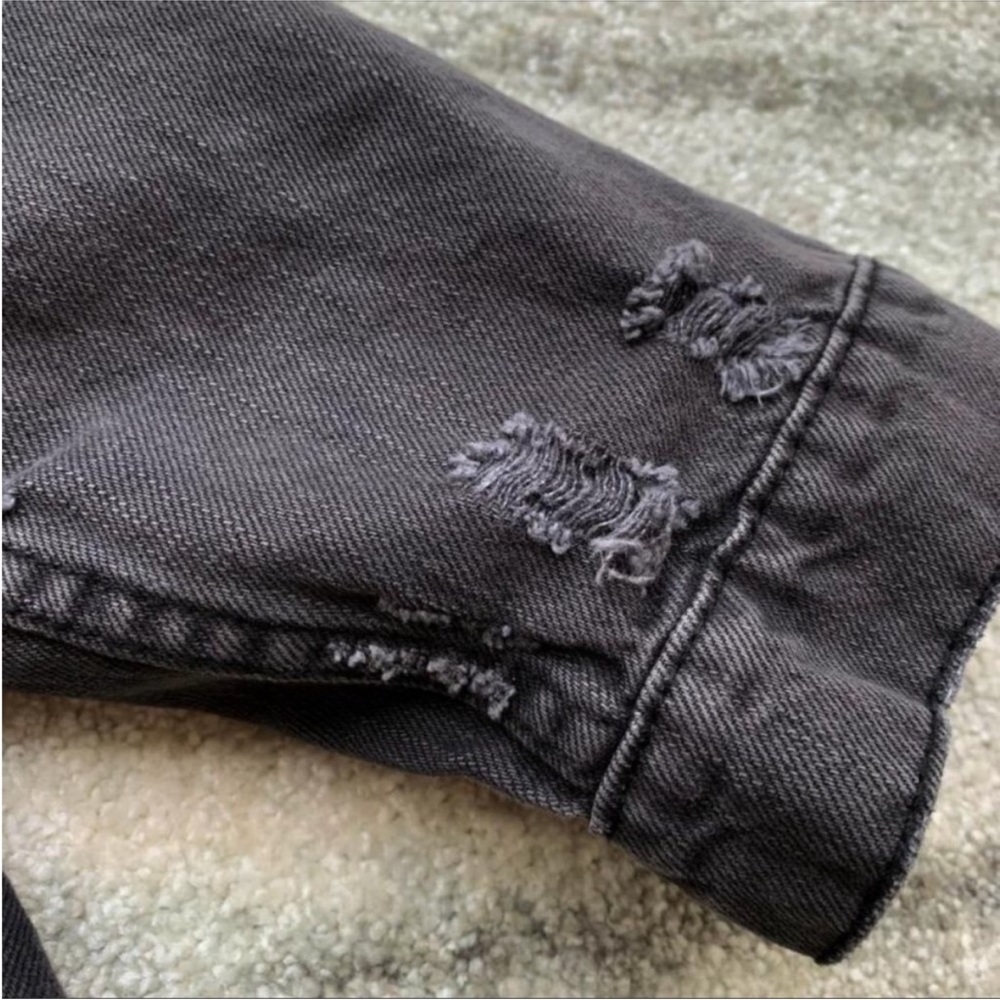 Black bohemian stitched embroidered denim jacket coat - Picture 13 of 15